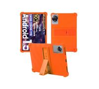 Case for Raemond K80 Tablet 10 Inch Android 15,WUNIAK Shock Proof Lightweight Stand Rubber Shell Protective Cover,Kids Friendly Soft Silicone Adjustable Stand Cover,Orange