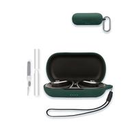 Case for Raycon Open Earbuds - True Wireless Open Ear Bluetooth Headphones, WUNIAK Soft Silicone Protective Portable Scratch Shock Resistant Shell with Cleaner Kit & Carabiner & Lanyard,Green