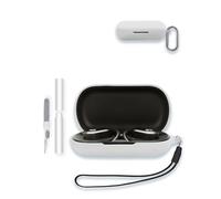 Case for Raycon Open Earbuds - True Wireless Open Ear Bluetooth Headphones, WUNIAK Soft Silicone Protective Portable Scratch Shock Resistant Shell with Cleaner Kit & Carabiner & Lanyard ，White