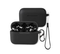 Case for Razer Hammerhead V3 Earbuds, FJIASTB Soft Silicone Protective Cover with Carabiner and Lanyard, Shockproof (Black)