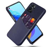 Case for Realme 9i,Anti-Slip,360°Fall Protection,Fingerprint Resistance,Canvas and PU Leather Case with 1 card slot behind-Blue