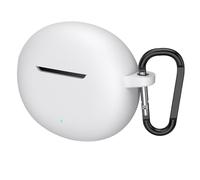 Case for Realme Buds T01 Wireless Headphones Protection Cover with Carabiner, Full-Body Soft Silicone Headphone Accessories (white)
