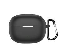 Case For Realme Buds T200 Lite Earbuds, Shockproof Protection Skin Soft Protective Silicone Case Cover with Keychain for Realme Buds T200 Lite Earbuds (Black)