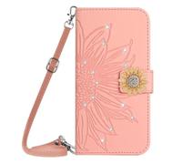 Case for Realme C63 5G, Glitter Book Phone Case Wallet PU Leather Case Cover Sunflower Bling Sparkly Diamonds Gems Folio Stand Wallet Flip Card Slots Magnetic Case for Realme C63 5G Pink