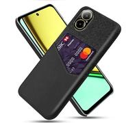 Case for Realme C67 4G,Anti-Slip,360°Fall Protection,Fingerprint Resistance,Canvas and PU Leather Case with 1 card slot behind-Black