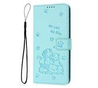 Case for Samsung Galaxy A05S 4G, Protective PU Leather Embossed Cat Flowers Book Wallet Phone Cases Shockproof Folio Magnetic Cover with Card Holders Kickstand for Samsung Galaxy A05S 4G,green