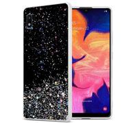 cadorabo Case compatible with Samsung Galaxy A10 / M10 in Black with Glitter - Protective TPU silicone cover with sparkling glitter - Ultra Slim Back Cover Case