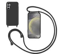 Case for Samsung Galaxy A17 with Cord, Soft Silicone Case with Nylon Strap, Adjustable Lanyard Case Full Protection Shockproof Protection, Black