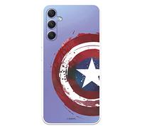 Case for Samsung Galaxy A34 5G Official Marvel Captain America Transparent Shield to Protect Your Mobile Phone. Flexible Transparent Silicone Case with Official Marvel License