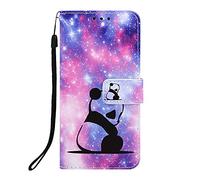 Case for Samsung Galaxy A36/A56, Painted Shock-Absorption Wallet Folio Flip PU Leather Cover with Card Holder Slot Money Pouch Kickstand Magnetic Closure Notebook Protective Skin Sky Panda
