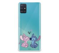 Case for Samsung Galaxy A51 Official Lilo & Stitch - Angel & Stitch Kiss to Protect Your Mobile Phone, Flexible Silicone Case with Official Disney License