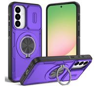 Case for Samsung Galaxy A56 5G, Magnetic Slide Camera Cover with Ring Stand, N52 Magnet Compatible with MagSafe, Shockproof Rugged Protective Anti-Scratch Phone Cover for Galaxy A36 5G. Purple ZJ
