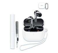 Case for SAMSUNG Galaxy Buds 3/Buds 3 Pro AI True Wireless Bluetooth Earbuds, Soft Silicone Protective Portable Scratch Shock Resistant Shell with Cleaner Kit & Carabiner & Lanyard，White