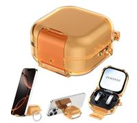 Case for Samsung Galaxy Buds 4 & Galaxy Buds 4 Pro (2026), Case Compatible with Samsung Buds 4 / Buds 4 Pro, Clear Earbud Cover with Integrated Phone Stand Secure Lock Buckle Carabiner for Girls Women