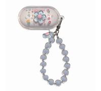 Case for Samsung Galaxy Buds+ Plus, Lovely Clear Cute Blue Flower Pattern Case with Pendant Accessories Case for Samsung Galaxy Buds+ Plus