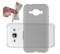 cadorabo Case works with Samsung Galaxy J1 2015 in TRANSPARENT BLACK - Shockproof and Scratch Resistant TPU Silicone Cover - Ultra Slim Protective Gel Shell Bumper Back Skin
