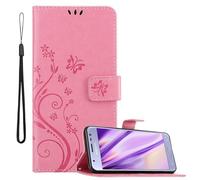 (FLORAL ROSA, Samsung Galaxy J3 2017) Cadorabo Flower Case for Samsung Galaxy J3 2017 Cover Book Wallet Protection PU Leather Flip Magnetic Etui
