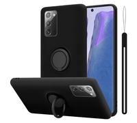 cadorabo cover compatible with Samsung Galaxy NOTE 20 in LIQUID BLACK - Mobile Phone Case made of flexible TPU Silicone with Ring - Silicone Cover Protective Ultra Slim Soft Back Case Bumper
