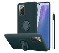 cadorabo cover compatible with Samsung Galaxy NOTE 20 in LIQUID GREEN - Mobile Phone Case made of flexible TPU Silicone with Ring - Silicone Cover Protective Ultra Slim Soft Back Case Bumper