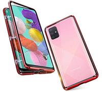 Case for Samsung Galaxy Note 20 Ultra 5G Cover Magnetic Adsorption Technology Metal Bumper Frame Case Transparent Tempered Glass Full Screen Front and Back 360 Degrees Protection Cover,Red