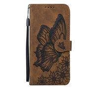 Case for Samsung Galaxy S20 Ultra, Shockproof Flip Wallet Phone Case Butterfly pattern PU Leather Protective Cover for Galaxy S20 Ultra Case with Magnetic Clasp Kickstand Card Slots Holder, Brown