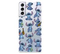 Case for Samsung Galaxy S21 Plus Official Lilo & Stitch Stitch Pattern Transparent to Protect Your Mobile Phone. Flexible Silicone Case for Samsung Galaxy with Official Disney Licence
