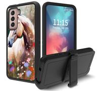 Case for Samsung Galaxy S22 5G 6.1-Inch, with Swivel Belt Clip Heavy Duty Shockproof TPU Protection Phone Cover for Galaxy S22 6.1 inch,Plants Garden Horse