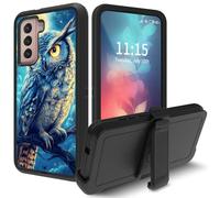 Case for Samsung Galaxy S22 5G 6.1-Inch, with Swivel Belt Clip Heavy Duty Shockproof TPU Protection Phone Cover for Galaxy S22 6.1 inch,Owls and Moon