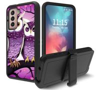 Case for Samsung Galaxy S22 5G 6.1-Inch, with Swivel Belt Clip Heavy Duty Shockproof TPU Protection Phone Cover for Galaxy S22 6.1 inch,Pink Owls