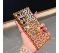 Case for Samsung Galaxy S24 Ultra Compatible with MagSafe for Glitter Leopard Cheetah Print Design, Cute Magnetic Slim Bumper Phone Cover for Women Girls and Men for Samsung S24 Ultra. Orange BW