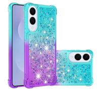 Case for Samsung Galaxy S25 Edge Glitter Cute Bling Sparkle Quicksand Flowing Liquid Transparent TPU Gel Silicone ShockProof Protective Phone Cover for Galaxy S25 Edge Case Girls, Blue&Purple