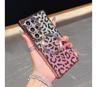 Case for Samsung Galaxy S25 Ultra Compatible with MagSafe for Glitter Leopard Cheetah Print Design, Cute Magnetic Slim Bumper Phone Cover for Women Girls and Men for Samsung S25 Ultra. Pink BW