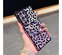 Case for Samsung Galaxy S25 Ultra Glitter Leopard Print Pattern Phone Cover for Girls Women Slim Hard PC All-inclusive Lens Shockproof Protective Phone Case for Samsung S25 Ultra. Purple BW