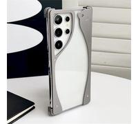 Case for Samsung Galaxy S25 Ultra, Unique Crystal Clear Acrylic & Aluminum Alloy Metal Minimalist Frameless Securing Screws Military-Grade Drop Protection Cover, Titanium