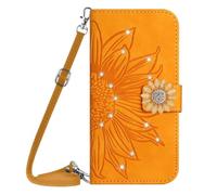Case for Samsung Galaxy S26, Glitter Book Phone Case Wallet PU Leather Case Cover Sunflower Bling Sparkly Diamonds Gems Folio Stand Wallet Flip Card Slots Magnetic Case for Samsung Galaxy S26 yellow