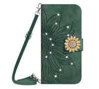 Case for Samsung Galaxy S26 Ultra 5G, Glitter Book Phone Case Wallet PU Leather Case Cover Sunflower Sparkly Diamonds Folio Stand Wallet Flip Card Slots Magnetic Case for Samsung S26 Ultra,green