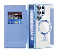 Case for Samsung Galaxy S26 Ultra, Flip Wallet Leather Case Card Slots RFID Blocking [Compatible with MagSafe] Shockproof Bumper Clear Back Phone Cover for Samsung S26 Ultra. Far Peak Blue JDC