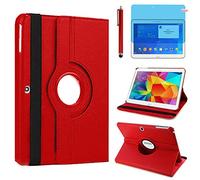 Case for Samsung Galaxy Tab 4 10.1 inch (SM-T530 SM-T531 SM-T535) - 360 Degree Rotating Stand Case Full Protective Smart Cover,with Stylus Pen,Screen Film (Red)