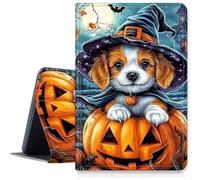 Case for Samsung Galaxy Tab A 10.1 2016 SM-T580 T585 T587 PU Leather Smart Protective Cover with Auto Sleep/Wake,Dog Wearing Witch Hat Pumpkin