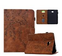 Case for Samsung Galaxy Tab A 10.1 Inch 2016 SM-T580/T585 with Card Slot, Romantic Cherry Blossom PU Leather Smart Cover with Stand Function - Brown