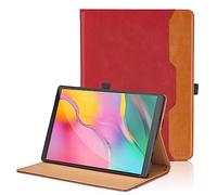Case for Samsung Galaxy Tab A 10.1 Inch T510/T515 2019 PU Leather Protective Case with Pocket and Pen Holder, Auto Sleep/Wake Function Smart Cover with Stand Function - Red