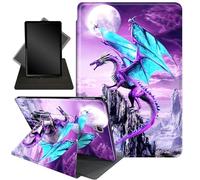Case for Samsung Galaxy Tab A 8.0 2017 T380 T385,360 Degree Rotating Stand Smart Protective Cover Case for Galaxy Tab A 8.0 2017,Moon and Purple Dragon