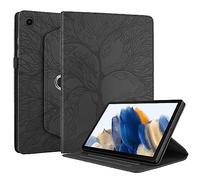 Case for Samsung Galaxy Tab A11 2025/ Galaxy Tab A9 8.7-inch Cover |3D Embossed Leaf Vein| with Pencil Holder Shockproof Sturdy 360 Degree Swiveling Stand Cover - Black