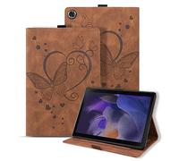 Case for Samsung Galaxy Tab A11 2025/ Galaxy Tab A9 8.7-inch Shockproof Love Heart Butterfly Stand Cover, Auto Wake/Sleep - Brown