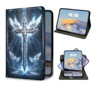 Case for Samsung Galaxy Tab A11/A9 8.7 Inch 2026/2024 Slim Lightweight PU Leather 360 Degree Rotating Multiple Viewing Angles Folio Kickstand Smart Shell Tablet Cover, God Jesus Christian Cross