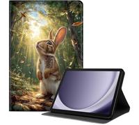 Case for Samsung Galaxy Tab A11/ A9 8.7 Inch 2026/2024, Slim PU Leather Folio Cover with Auto Wake/Sleep, Shockproof TPU Back, Multi-Angle Stand Cover for Work, Rabbit in Sunlit Woods