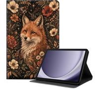 Case for Samsung Galaxy Tab A11/ A9 8.7 Inch 2026/2024, Slim PU Leather Folio Cover with Auto Wake/Sleep, Shockproof TPU Back, Multi-Angle Stand Cover for Work, Fox in Floral Frame