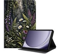 Case for Samsung Galaxy Tab A11/ A9 8.7 Inch 2026/2024, Slim PU Leather Folio Cover with Auto Wake/Sleep, Shockproof TPU Back, Multi-Angle Stand Cover for Work, Night Garden Ferns Flowers