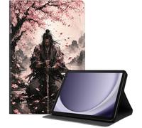Case for Samsung Galaxy Tab A11/ A9 8.7 Inch 2026/2024, Slim PU Leather Folio Cover with Auto Wake/Sleep, Shockproof TPU Back, Multi-Angle Stand Cover for Work, Samurai Under Cherry Blossoms