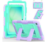 Case for Samsung Galaxy Tab A11+ /A9+ Plus 11'' 2025/2023, Dinines Rugged Heavy Duty Shockproof Protective Samsung A11+/A9+ Plus Tablet Case with Kickstand, Shoulder Strap Pencil Holder, Purple Mint